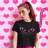 Midnight LuvKat Eyes Organic Crop Tee