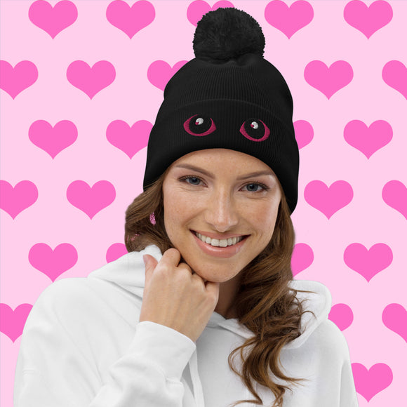 LuvKat Eyes Pom Pom Beanie