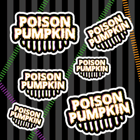 Poison Pumpkin White Retro Logo Sticker