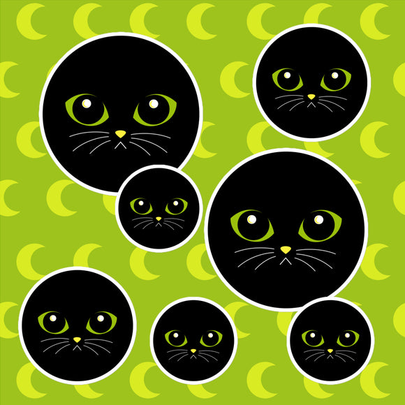 Midnight LuniKat Eyes Round Sticker