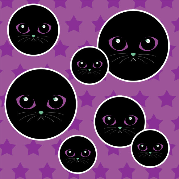 Midnight MagiKat Eyes Round Sticker